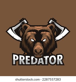 grizzly bear head logo design