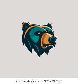 grizzly bear head logo symbol design template, emblem, sport logo for company branding