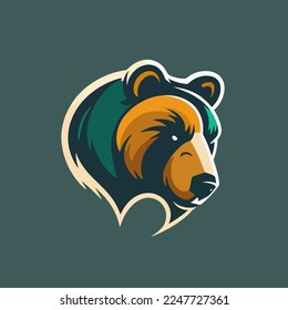 grizzly bear head logo symbol design template, emblem, sport logo for company branding