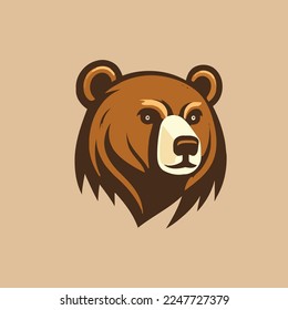 grizzly bear head logo symbol design template, emblem, sport logo for company branding