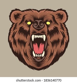 Grizzly Bear Head Logo Vector Illustration