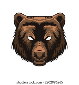 grizzly bear head mascot illustration