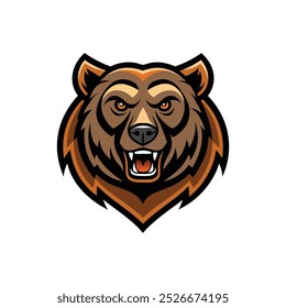 Grizzly bear head mascot logo template vector icon illustration design