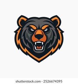 Grizzly bear head mascot logo design. Vector illustration.