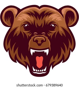 grizzly bear head mascot logo 