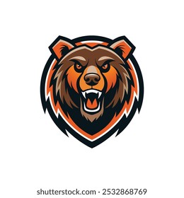 Grizzly Bear Head Vector Icon for Mascot Logo