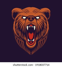 grizzly bear head vector illustration