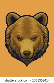 Grizzly Bear head vector for logo, design or illustration element