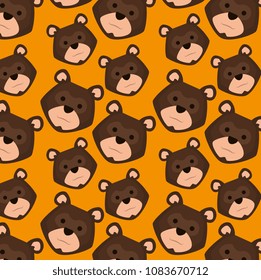 grizzly bear heads pattern background