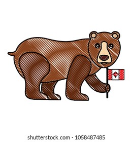 grizzly bear holding canadian flag