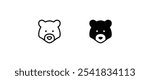 Grizzly bear or honey bear or polar bear head face icon button, vector, sign, symbol, logo, illustration, editable stroke, flat design style isolated on white