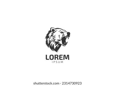 Grizzly bear or honey bear or polar bear head face silhouette logo design icon