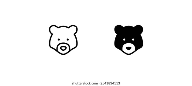 Grizzly bear or honey bear or polar bear head face icon button, vector, sign, symbol, logo, illustration, editable stroke, flat design style isolated on white