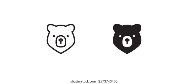 Grizzly bear or honey bear or polar bear head face icon button, vector, sign, symbol, logo, illustration, editable stroke, flat design style isolated on white