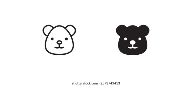 Grizzly bear or honey bear or polar bear head face icon button, vector, sign, symbol, logo, illustration, editable stroke, flat design style isolated on white