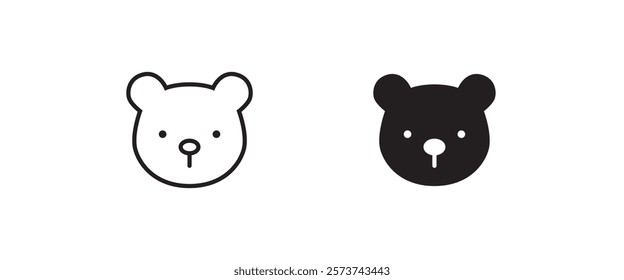 Grizzly bear or honey bear or polar bear head face icon button, vector, sign, symbol, logo, illustration, editable stroke, flat design style isolated on white