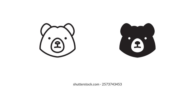 Grizzly bear or honey bear or polar bear head face icon button, vector, sign, symbol, logo, illustration, editable stroke, flat design style isolated on white