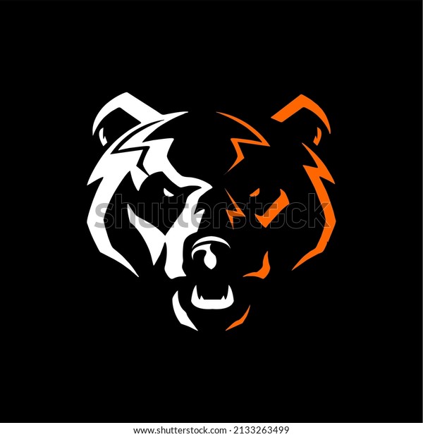Grizzly bear or honey bear or polar bear head face\
silhouette logo design\
icon