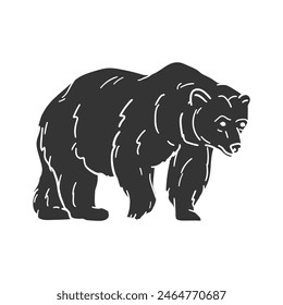 Grizzly Bear Icon Silhouette Illustration. Animals Vector Graphic Pictogram Symbol Clip Art. Doodle Sketch Black Sign.