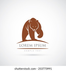 Grizzly bear label - vector illustration