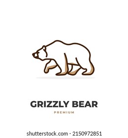Grizzly bear line art simple illustration logo