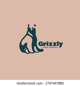 Grizzly bear logo design template for a light background. Vector illustration.