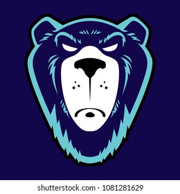 Grizzly bear logo - vector illustration, emblem design on blue background