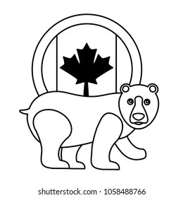 grizzly bear mammal with canadian flag
