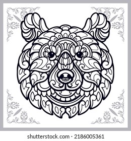Grizzly bear mandala arts isolated on white background