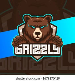 Grizzly Bear Mascot Esport Logo Design