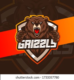 grizzly bear mascot esport logo design