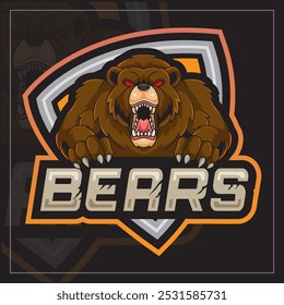 Grizzly bear mascot esport logo design