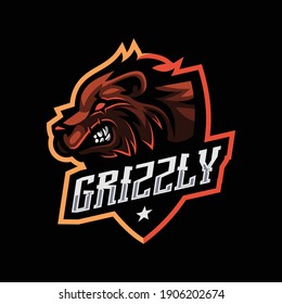 Grizzly Bear Mascot For Esport And Sport Logo Isolated Premium Vector