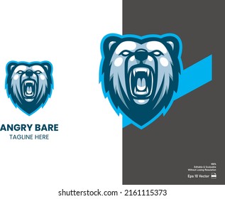 Mascota de oso pardo para el deporte y el logotipo deportivo aislado en el fondo blanco Vector Premium.