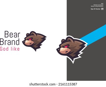 Grizzly bear mascot for esport and sport logo isolated in white background Premium Vector.