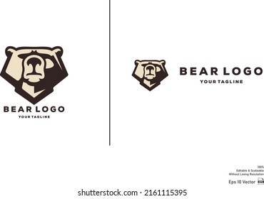 Grizzly bear mascot for esport and sport logo isolated in white background Premium Vector.