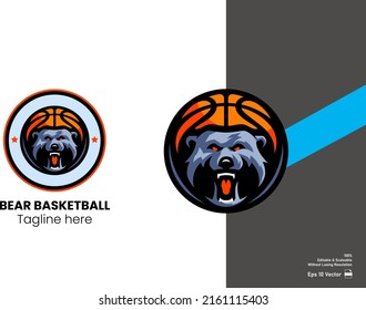 Grizzly bear mascot for esport and sport logo isolated in white background Premium Vector.