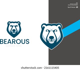 Grizzly bear mascot for esport and sport logo isolated in white background Premium Vector.