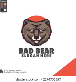 The grizzly bear mascot for esport and sport logo isolated ins white background Premium Vector