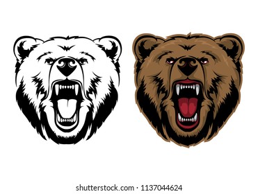 Grizzly Bear  Mascot Head Vector Graphic
