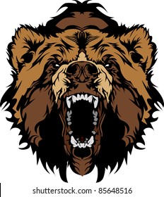 Grizzly Bear Mascot Head Vector Graphic