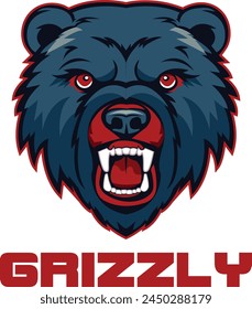 grizzly bear mascot logo, Bear face or bear head logo,  Bear Head Logo. Mascot Creative Design.