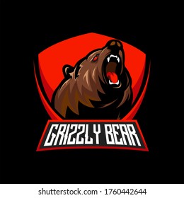 GRIZZLY BEAR MASCOT LOGO ILLUSTRATION