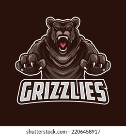 Grizzly Bear Mascot Logo Illustration