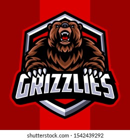 Grizzly Bear Mascot Logo Vecto