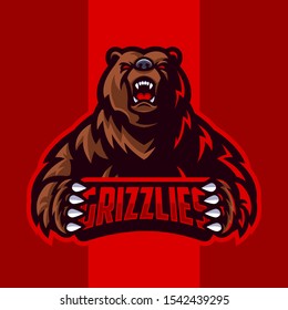 Grizzly bear mascot logo vector