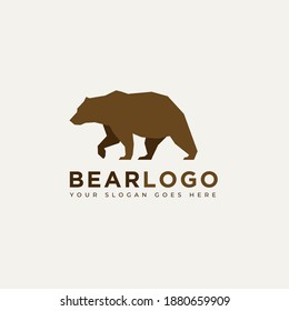 grizzly bear minimalist logo vector illustration design template. simple modern logo concept