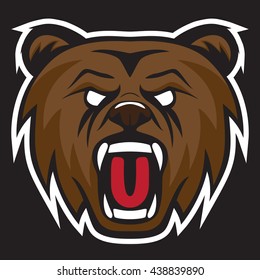 Grizzly bear modern logo for a sport team. Premade vector logotype.