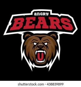 Grizzly bear modern logo for a sport team. Premade vector logotype with naming.