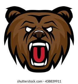 Grizzly bear modern logo for a sport team. Premade vector logotype isolated on white background.